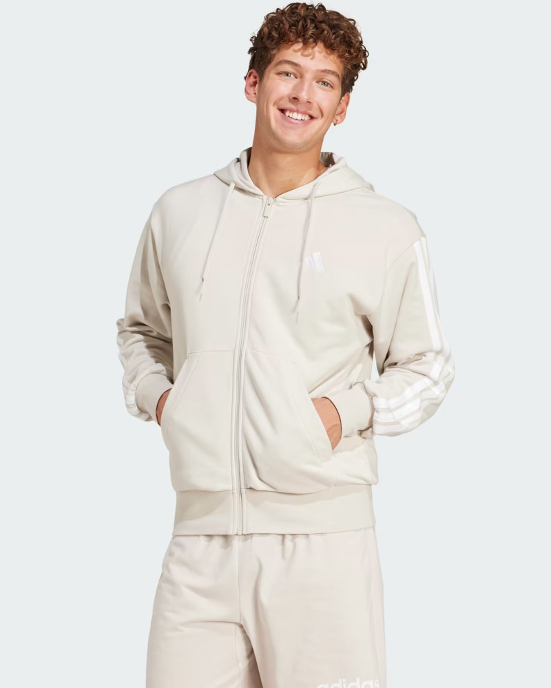 Толстовка чоловіча Adidas M 3S FT FZ HD бежева JE6340