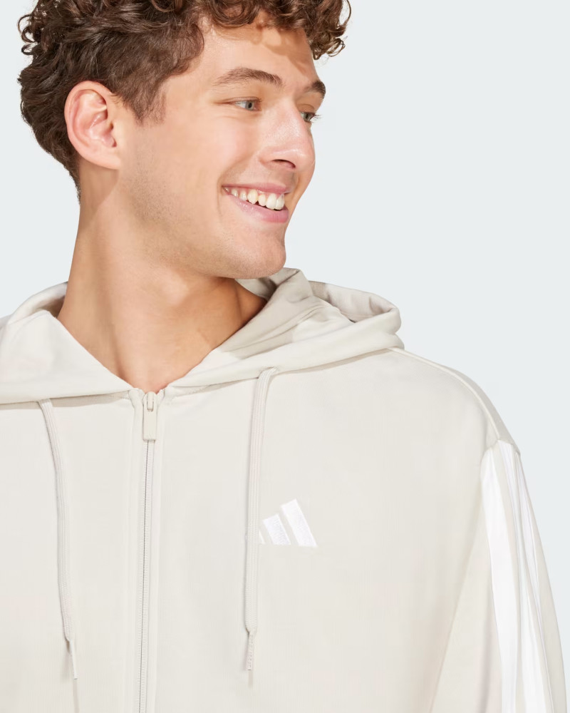 Толстовка чоловіча Adidas M 3S FT FZ HD бежева JE6340