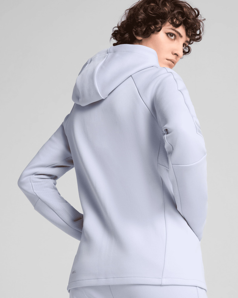 Sudadera de mujer Puma EVOSTRIPE Full-Zip Hoodie azul claro 68505047