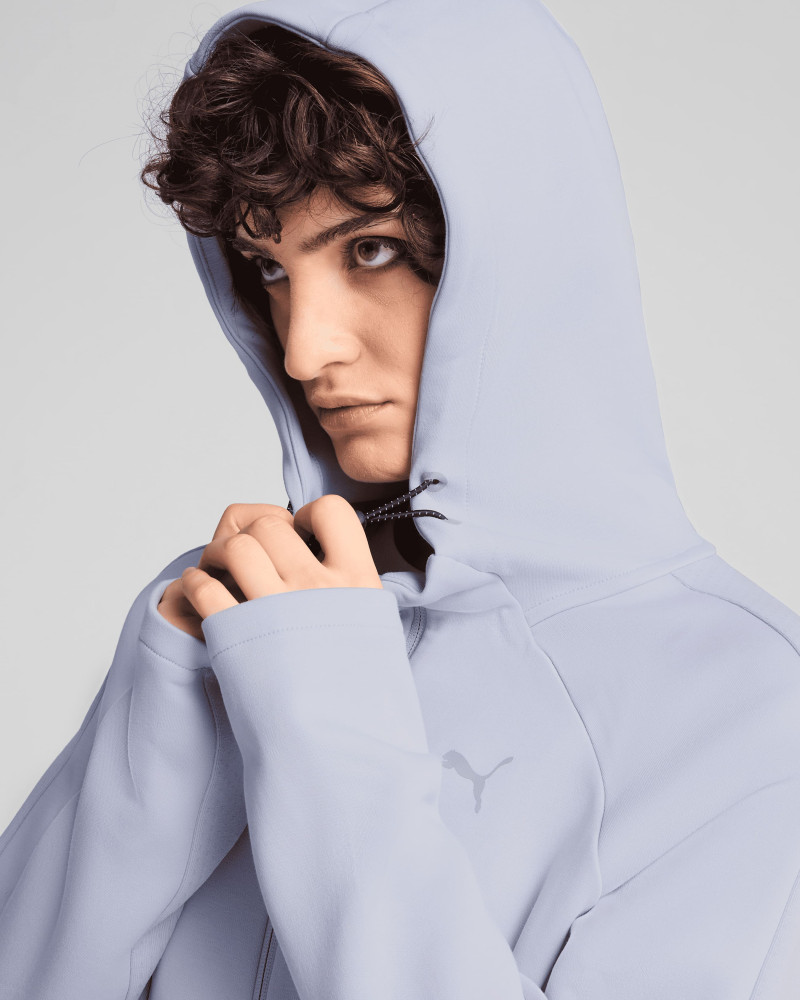 Sudadera de mujer Puma EVOSTRIPE Full-Zip Hoodie azul claro 68505047