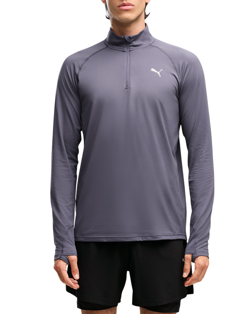 Men's T-shirt Puma M RUN VELOCITY CLOUDSPUN 1/4 ZIP dark blue 52662735