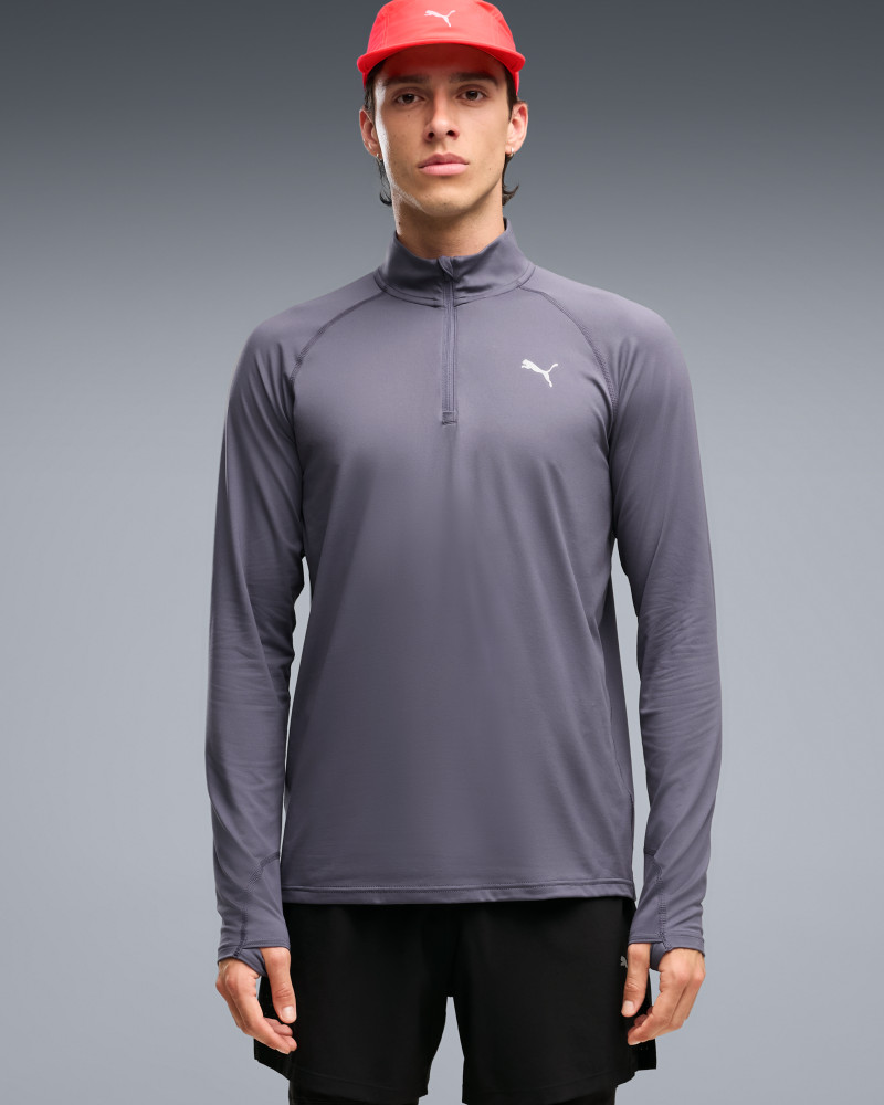 Men's T-shirt Puma M RUN VELOCITY CLOUDSPUN 1/4 ZIP dark blue 52662735