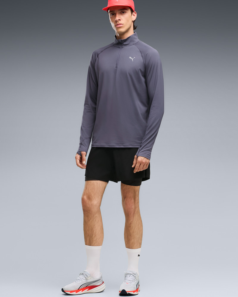 Men's T-shirt Puma M RUN VELOCITY CLOUDSPUN 1/4 ZIP dark blue 52662735