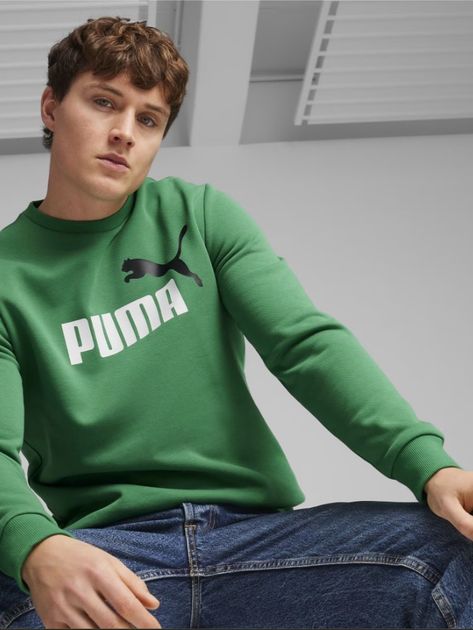 Sudadera Puma de Hombre ESS+ 2 Col Big Logo Crew TR Archive Gree 586763-86